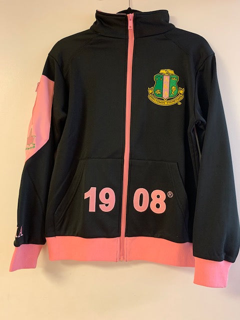 AKA Black Track Jacket with Pink Zipper