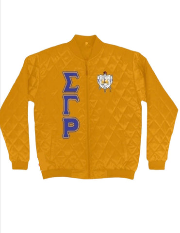 Sigma Gamma Rho Quilted Bomber Jacket (Gold)