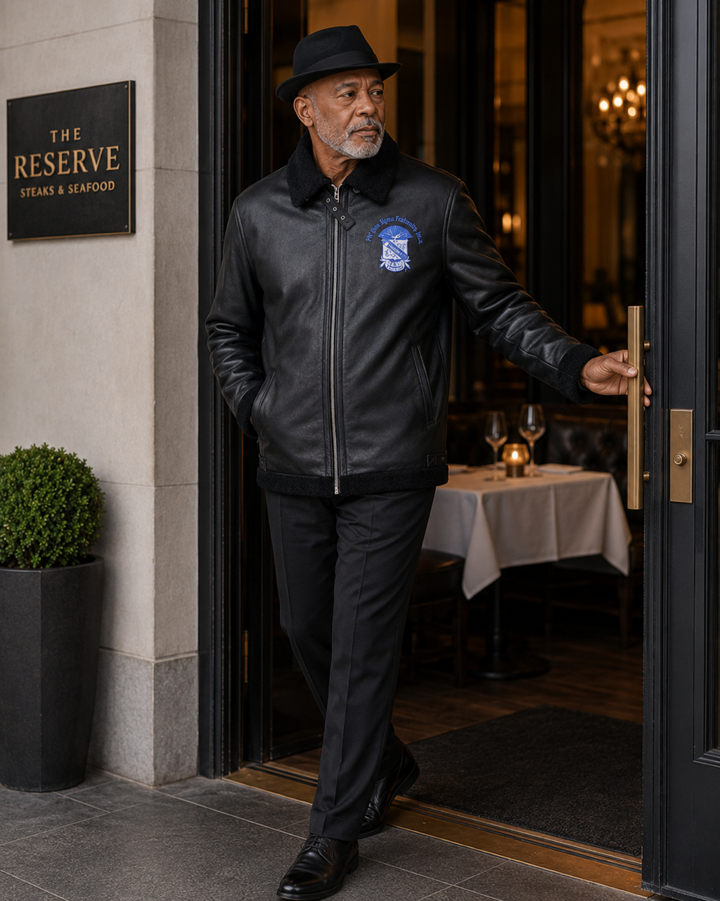 Phi Beta Sigma Black B3 Shearling Bomber Leather Jacket
