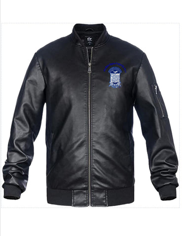 Phi Beta SIgma P/U Faux Leather Black Bomber Jacket