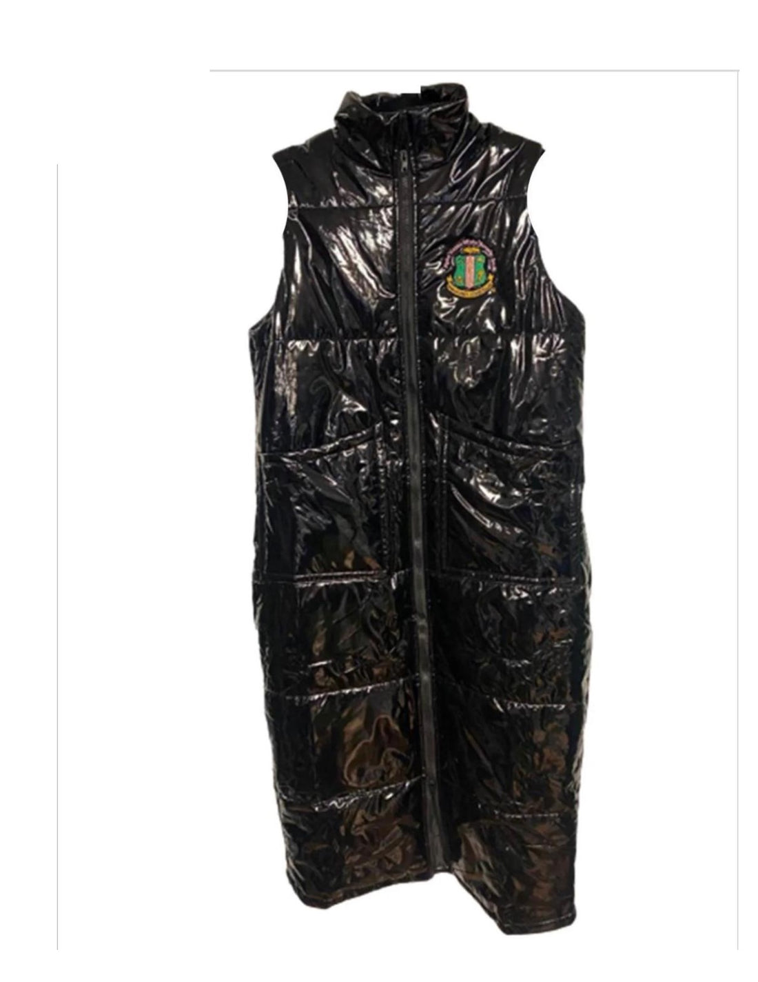 AKA Long Black Sleeveless Puffer Vest