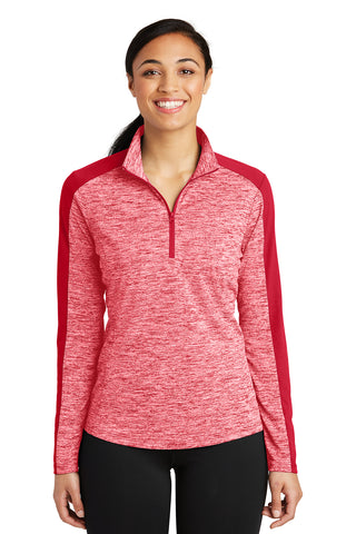CCS Ladies Electric Heather Colorblock 1/4-Zip Pullover with Apple Logo