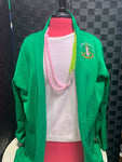 AKA PINK or GREEN Long Light Weight Cardigan With Shield