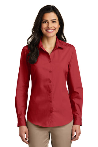CCS Ladies Long Sleeve Carefree Poplin Shirt with Apple Logo