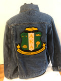 AKA Jean Jacket With Chenille Shield Patch on Back