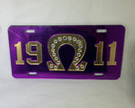 Omega Psi Phi License  Pearl Plate with Purple Background